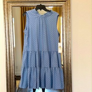 NWT Calvin Klein Blue and White Halter Shift Dress Size 14